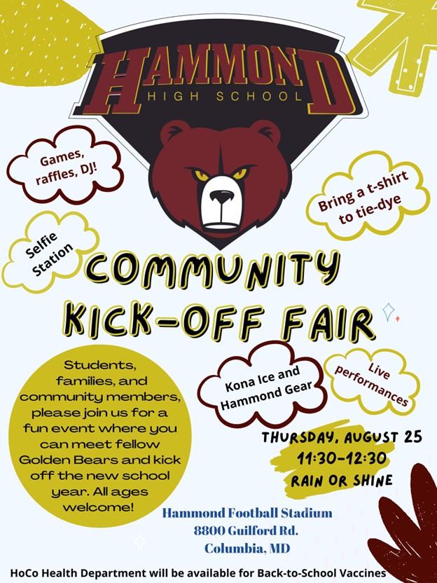 Hammond HS Community Kick-off flyer